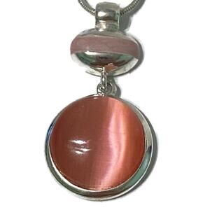 Kenneth Cole Necklace 16" Pink Glass Pendant Signed Feminine Barbiecore Coquette